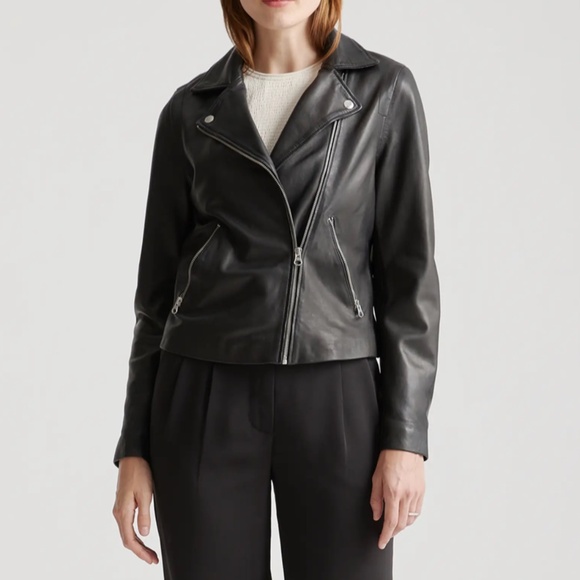 Washed Leather Biker Jacket - Picture 6 of 6